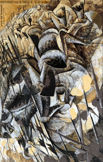 إيطاليا ، ميلان ، لوحة The Charge of the Lancers بواسطة Umberto Boccioni