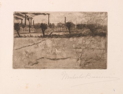 المناظر الطبيعية مع النباتات الصناعية بواسطة Umberto Boccioni