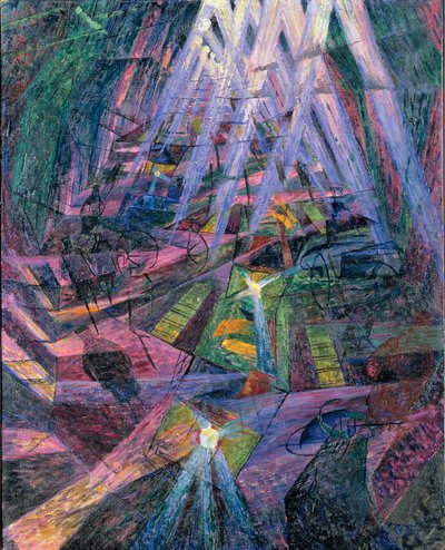 طريق Les Forces d'une - Force di una strada بواسطة Boccioni ، Umberto (1882-1916). زيت على قماش ، مقاس: 99.5 × 80.5 بواسطة Umberto Boccioni