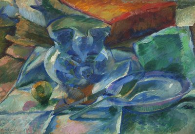 الحياة الساكنة من الفخار وأدوات المائدة والفواكه ، 1915 بواسطة Umberto Boccioni