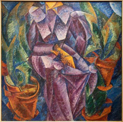 التكلفة العمودية الحلزونية. امرأة جالسة بواسطة Umberto Boccioni
