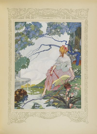 ذات يوم توقفت عند جانب نافورة ، رسم توضيحي من "Contes du Temps Jadis" ، أو "Tales from Times Past" ، الصفحة 40 بواسطة أومبرتو برونليسكي
