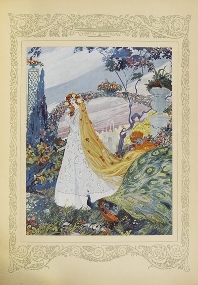 كانت دائمًا تغطي شعرها المجعد بتاج من الزهور على رأسها ، رسم توضيحي من "Contes du Temps Jadis" ، أو "Tales from Times Past" ، الصفحة 10 بواسطة أومبرتو برونليسكي
