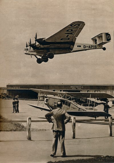 طائرة ركاب ألمانية Junkers تصل إلى مطار كرويدون ، c1934 c1937 بواسطة غير معروف