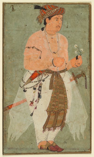 أمير مغولي ، ربما دانيال ، يحمل غصن زهور ، ج. 1580-1590. بواسطة غير معروف