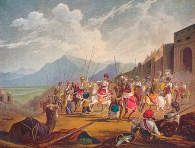 أمير حاكم غرب الهند مع أتباعه ، 1908 بواسطة غير معروف
