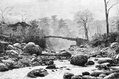 جسر فوق رانجيت ، أحد روافد نهر تيستا ، الهند ، 1895 بواسطة غير معروف