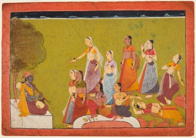 مجموعة من النساء في النشوة قبل قبل Madhava ، من سلسلة Madhavanala Kamakandala ، c1700. بواسطة غير معروف