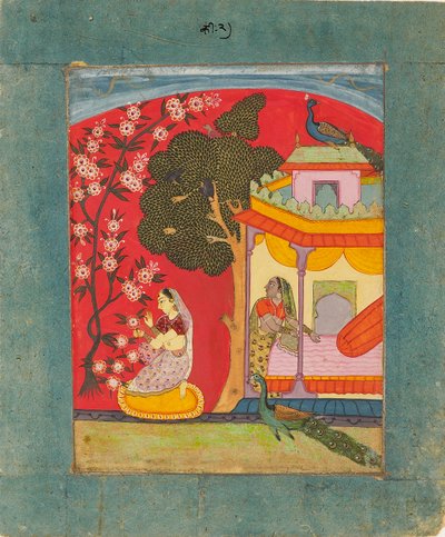 سيدة تقطف الأزهار ، توضح الوضع الموسيقي راماكالي راجيني ، c1675 بواسطة غير معروف