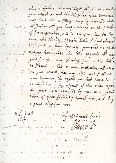 رسالة من أوليفر كرومويل إلى الكاردينال مازارين ، 4 ديسمبر 1657 ، 1899 بواسطة غير معروف