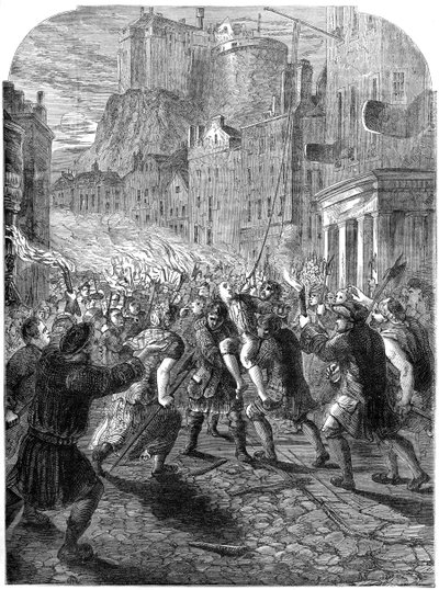 غوغاء يحمل الكابتن جون بورتيوس إلى إعدامه ، إدنبرة ، 1736 ، القرن التاسع عشر بواسطة غير معروف