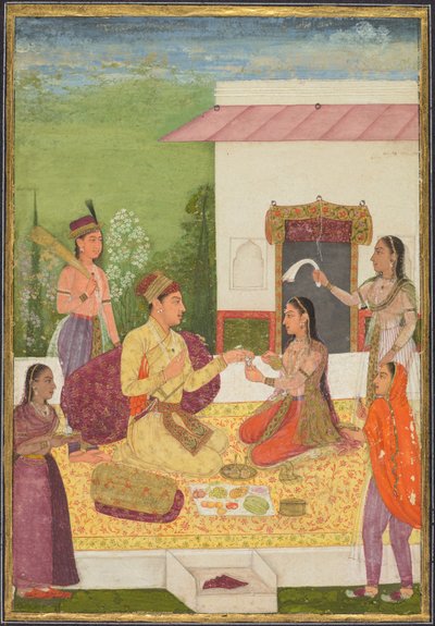 أمير يتحدث مع امرأة أثناء تناول المرطبات على شرفة مستقيمة ... ، ج. 1710-1720. بواسطة غير معروف
