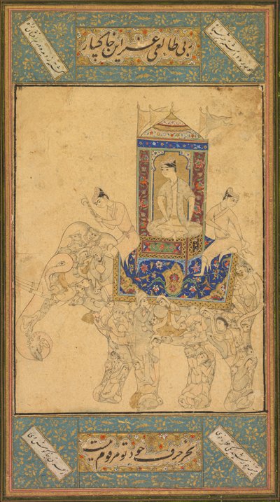 أمير يركب فيلًا مركبًا ، ج. 1590. بواسطة غير معروف