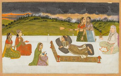أميرة تتكئ على شرفة مع الحضور ، ج. 1730-1740. بواسطة غير معروف