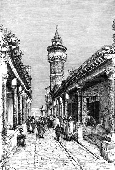 شارع في حي السوق بتونس ، 1895 بواسطة غير معروف