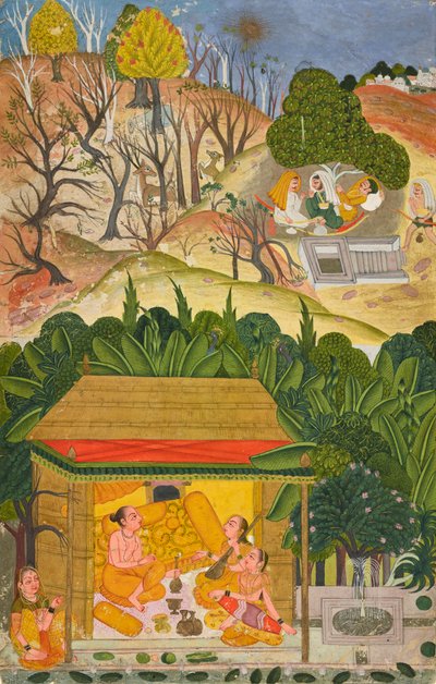شهر صيفي ، ربما Vaisakh ، ورقة من سلسلة Barahmasa ، كاليفورنيا. 1750. بواسطة غير معروف