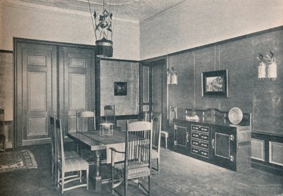 منظر لغرفة طعام في شقة في برلين ، صممه MH Baillie Scott ، c1909. بواسطة غير معروف