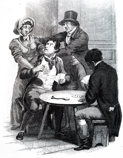 A wife trying to remove her husband from the gaming table بواسطة غير معروف