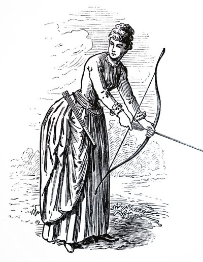 A young lady practising her archery skills بواسطة غير معروف