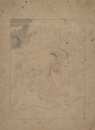 Abhisarika Nayika Heroine Braving the Night ، كاليفورنيا. 1800. بواسطة غير معروف