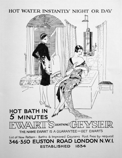 الاعلان عن السخان المائي Ewarts 1928 بواسطة غير معروف