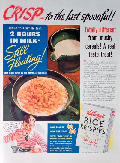 الاعلان عن Kelloggs Rice Krispies، 1939 بواسطة غير معروف