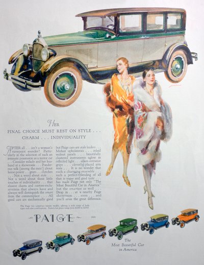 إعلان لسيارات بايج ، 1927 بواسطة غير معروف