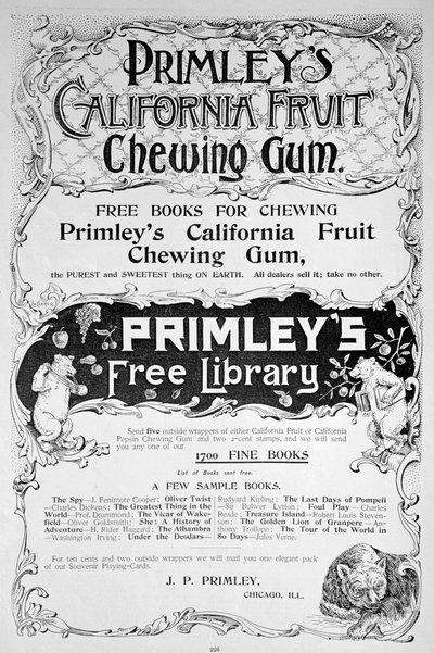 الإعلان عن علكة Primleys California Fruit ، 1894 بواسطة غير معروف