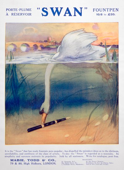 الاعلان عن اقلام حبر سوان c1906 بواسطة غير معروف