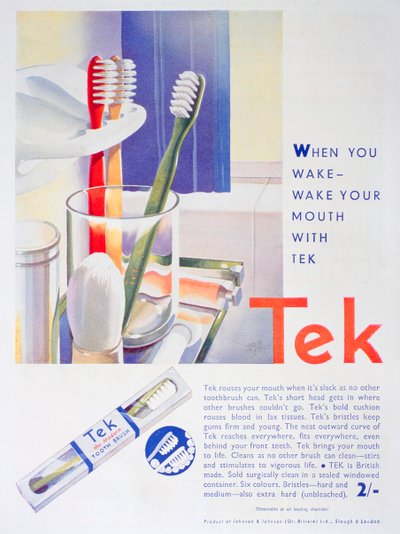 إعلان عن فرشاة الأسنان Tek ، من جونسون وجونسون ، 1931 بواسطة غير معروف