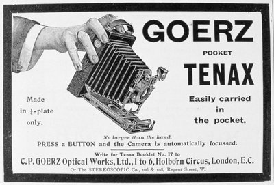 الإعلان عن كاميرا Goerz Pocket Tenax 1909 بواسطة غير معروف