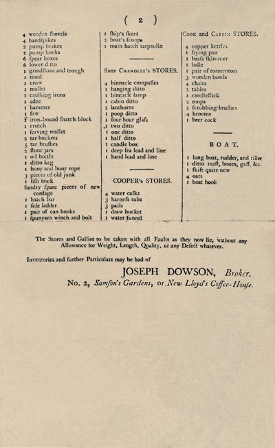 إعلان عن بيع كاندل في لويدز ، 1796 ، 1928 بواسطة غير معروف