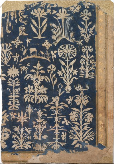 صفحة الألبوم مع زخرفة الورق المقطوع ، كاليفورنيا. 1625-50. بواسطة غير معروف