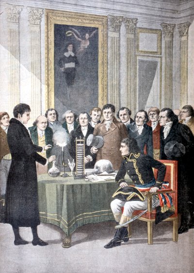 اليساندرو فولتا ، يوضح بطارية بايل لنابليون ، c1800 1901 بواسطة غير معروف