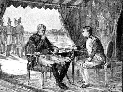 ألكسندر الأول روسيا ونابليون الأول بونابرت من فرنسا في تيلسيت ، 1807 c1880 بواسطة غير معروف