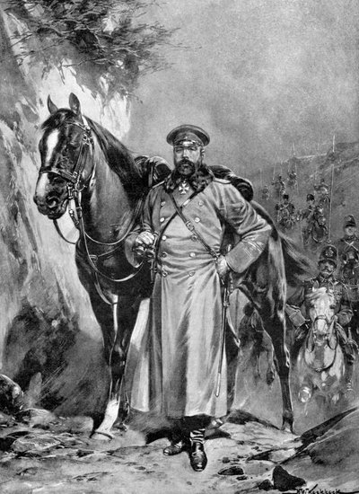 أليكسي نيكولايفيتش كوروباتكين مع حصانه ، الحرب الروسية اليابانية ، 1904-5 بواسطة غير معروف