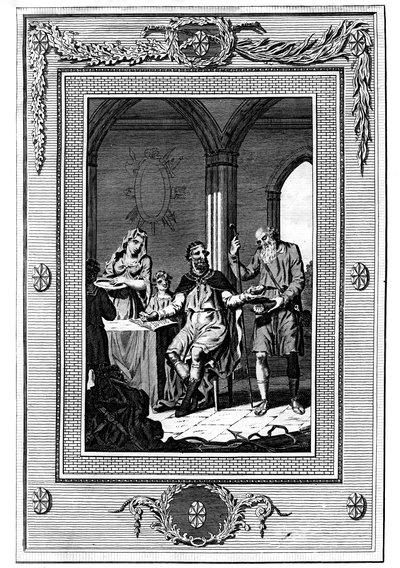 ألفريد الكبير يقسم رغيفه مع حاج فقير ، القرن التاسع ، 1772 بواسطة غير معروف