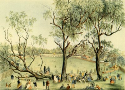 "الحادي عشر من إنجلترا ضد الثاني والعشرون من فيكتوريا في ملبورن ، 1864" ، 1947. بواسطة غير معروف