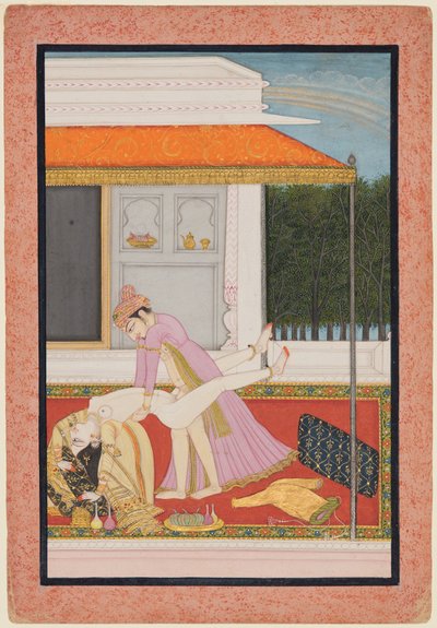 زوجين غراميين ، ربما رجا ماهيندرا بال Basohli r. 1806-1813 مع المفضلة ... ج. 1810. بواسطة غير معروف