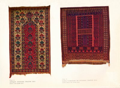 سجادة صلاة بخارى العتيقة وسجادة صلاة تركمان أو بنجدة ص .1920 بواسطة غير معروف