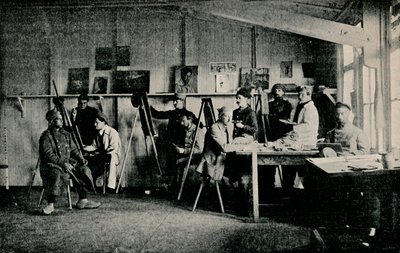 أسرى الحرب الفنانين في الاستوديو الخاص بهم في جيسن ، c1916 بواسطة غير معروف