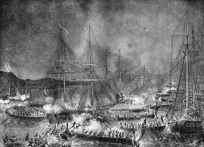 الهجوم على أسطول الغزو الفرنسي في بولون ، فرنسا ، 15-16 أغسطس 1801 1882-1884 بواسطة غير معروف