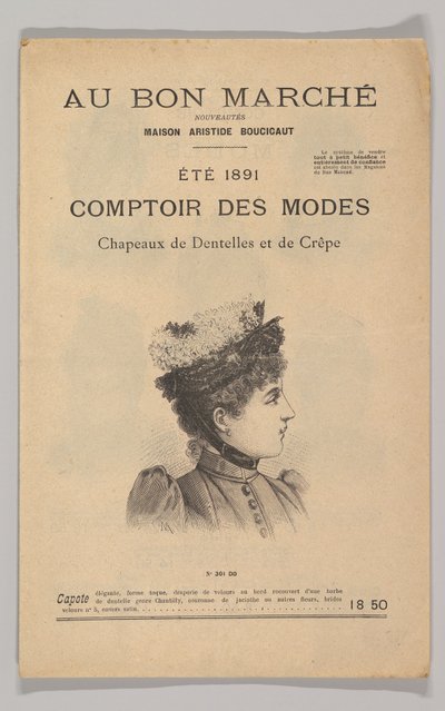 Au Bon Marché-Comptoir des Modes، Lace and Crepe Hats، Summer 1891، 1891. بواسطة غير معروف