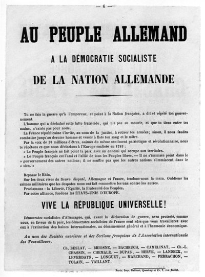 Au Peuple Allemand ، من الملصقات السياسية الفرنسية لكومونة باريس ، مايو ١٨٧١ بواسطة غير معروف