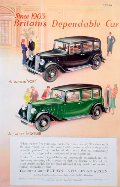 إعلان سيارة أوستن ، 1935 بواسطة غير معروف