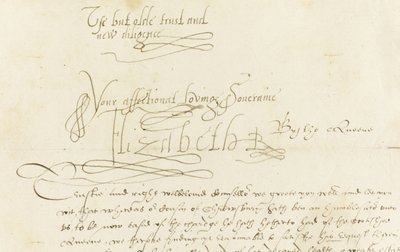 رسالة توقيع من الملكة إليزابيث الأولى إلى ماري ، ملكة اسكتلندا ، 1584 بواسطة غير معروف