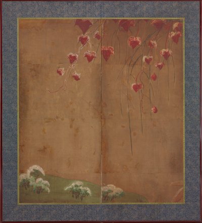 كرمة الخريف ، الأشجار البعيدة والثلوج ، فترة إيدو ، 1615-1868. بواسطة غير معروف