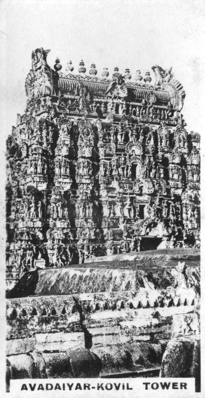 برج Avadaiyar-Kovil ، Avadaiyarkovil ، تاميل نادو ، الهند ، c1925 بواسطة غير معروف