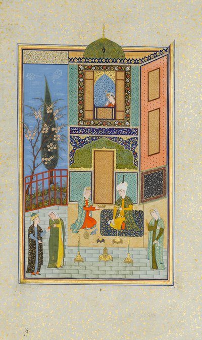 بهرام غور في القصر الأخضر يوم الاثنين ، فوليو من خمسة خماسية نظامي ، 931 هـ. 152 بواسطة غير معروف