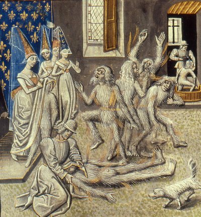 Bal des Ardents Miniature from the Grandes Chroniques de France بواسطة Jean Froissart ، القرن الخامس عشر. بواسطة غير معروف